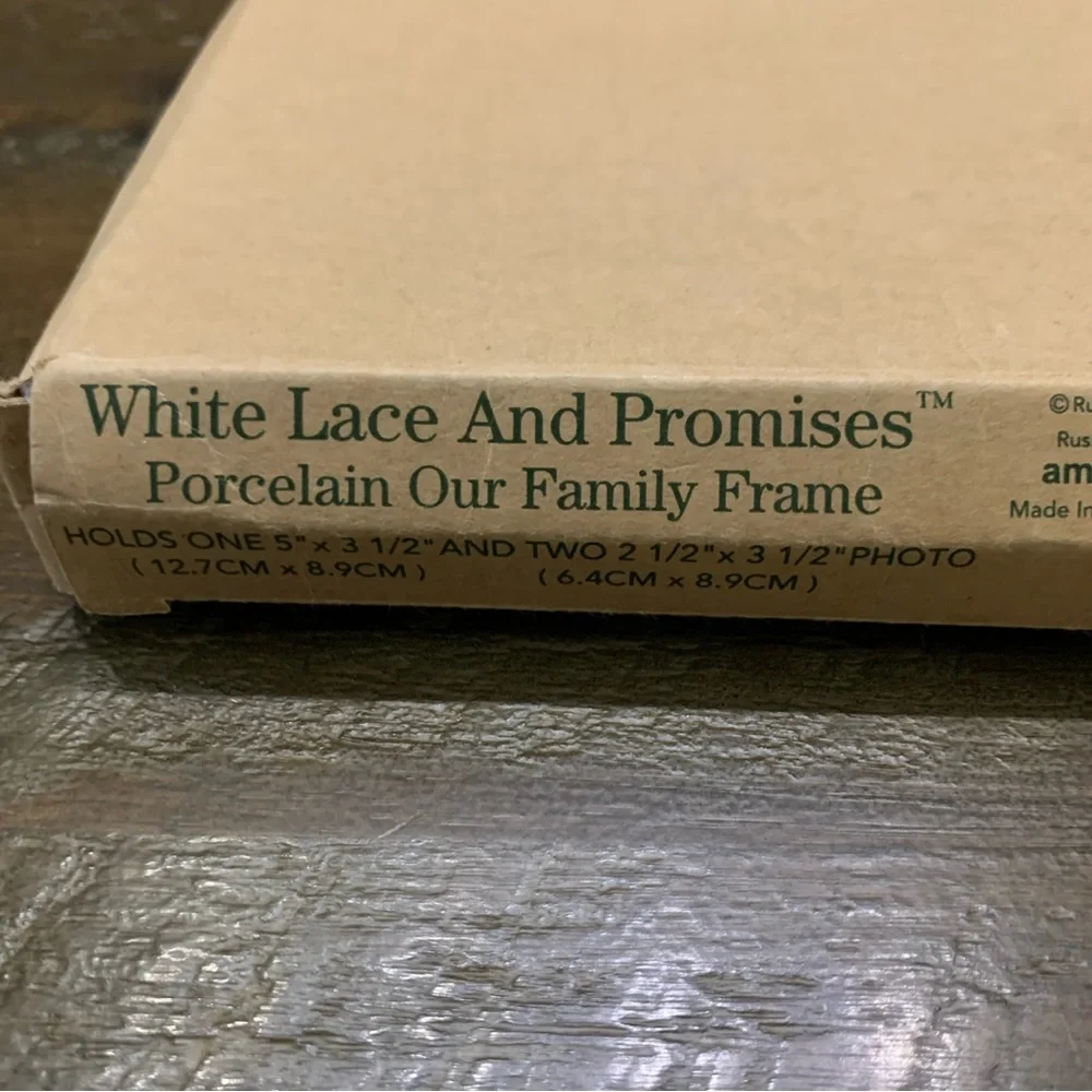 Russ “White Lace and Promises” white roses porcelain photo frame wedding gift